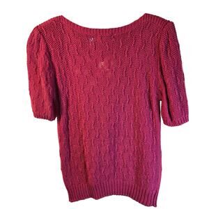IH Collectibles Raspberry Textured Knit Top, Size L – Linen Cotton Blend [0362]